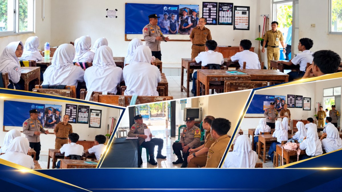 Kenalkan Sekolah Unggulan Polri, Kanit Binmas dan Bhabinkamtibmas Polsek Karanganyar Motivasi Siswa SMPN 2 Karanganyar