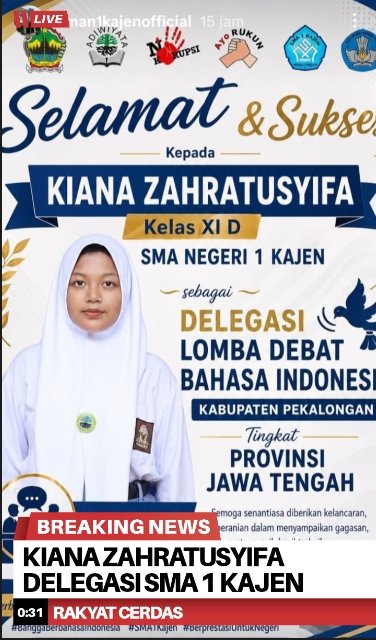 Kiana Zahratusyifa, Siswi SMA Negeri 1 Kajen, Maju ke Tingkat Provinsi Jawa Tengah sebagai Delegasi Lomba Debat Bahasa Indonesia