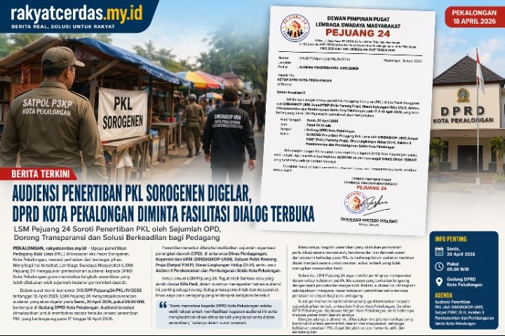 Audiensi Penertiban PKL Sorogenen Digelar, DPRD Kota Pekalongan Diminta Fasilitasi Dialog Terbuka