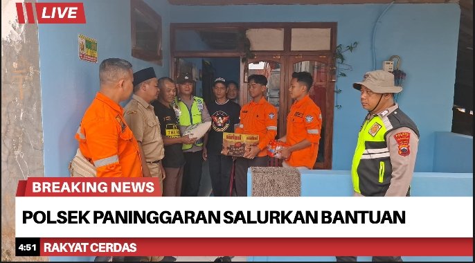 Polsek Paninggaran Bersama TNI dan SAR Salurkan Bantuan untuk Korban Longsor di Sawangan