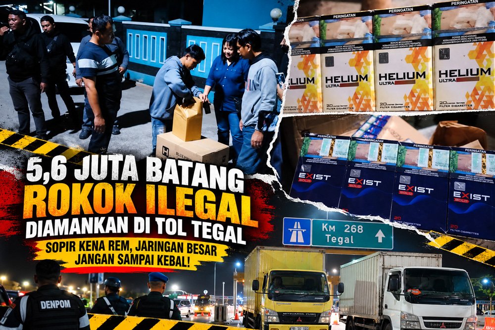 5,6 Juta Batang Rokok Ilegal Diamankan di Tol Tegal, Sopir Kena Rem, Jaringan Besar Jangan Sampai Kebal !